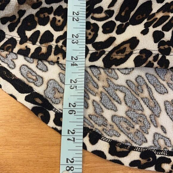 Chico's Womens Animal Print Bell Sleeve Lace-Up Peplum Blouse Black Tan Size 2 - Picture 10 of 10